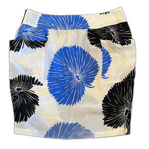 Silence & Noise UO 100% Silk Floral Pencil Skirt Medium Pockets Blue Black
